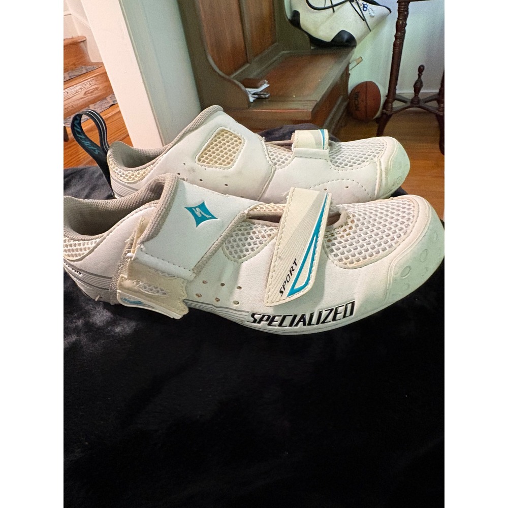 Specialized Body Geometry Sport Road Cycling Shoes White Teal Cleats Mens 7.5 40